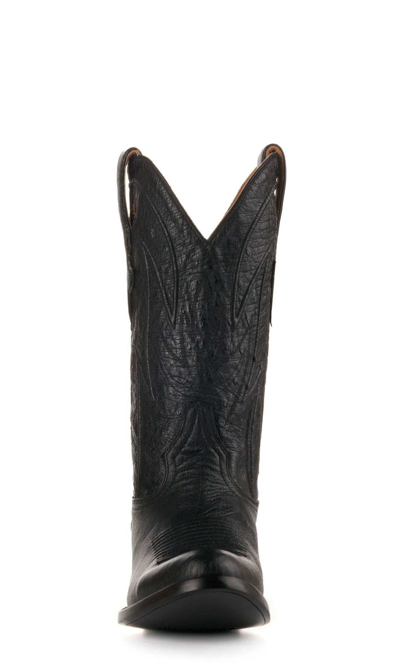 JRC & Sons Men's Cooper Smooth Quill Ostrich Round Toe Exotic Cowboy Boot in Black