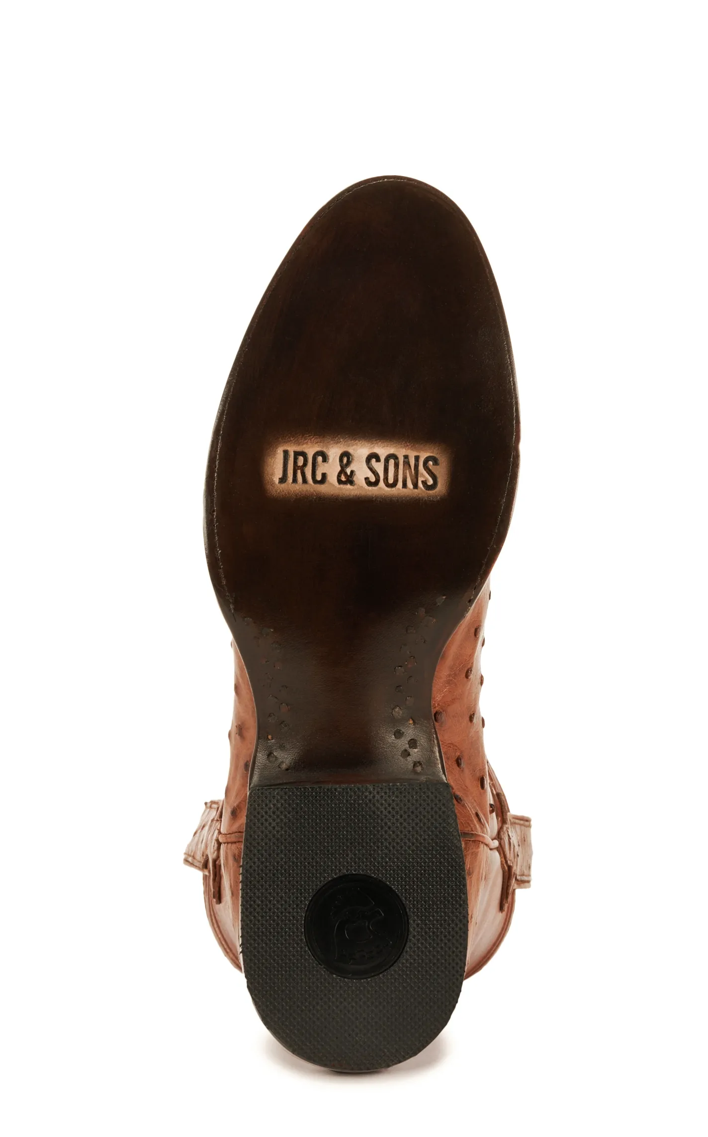 JRC & Sons Men's Miguel Full Quill Ostrich Round Toe Exotic Roper Boot in Peanut Brittle