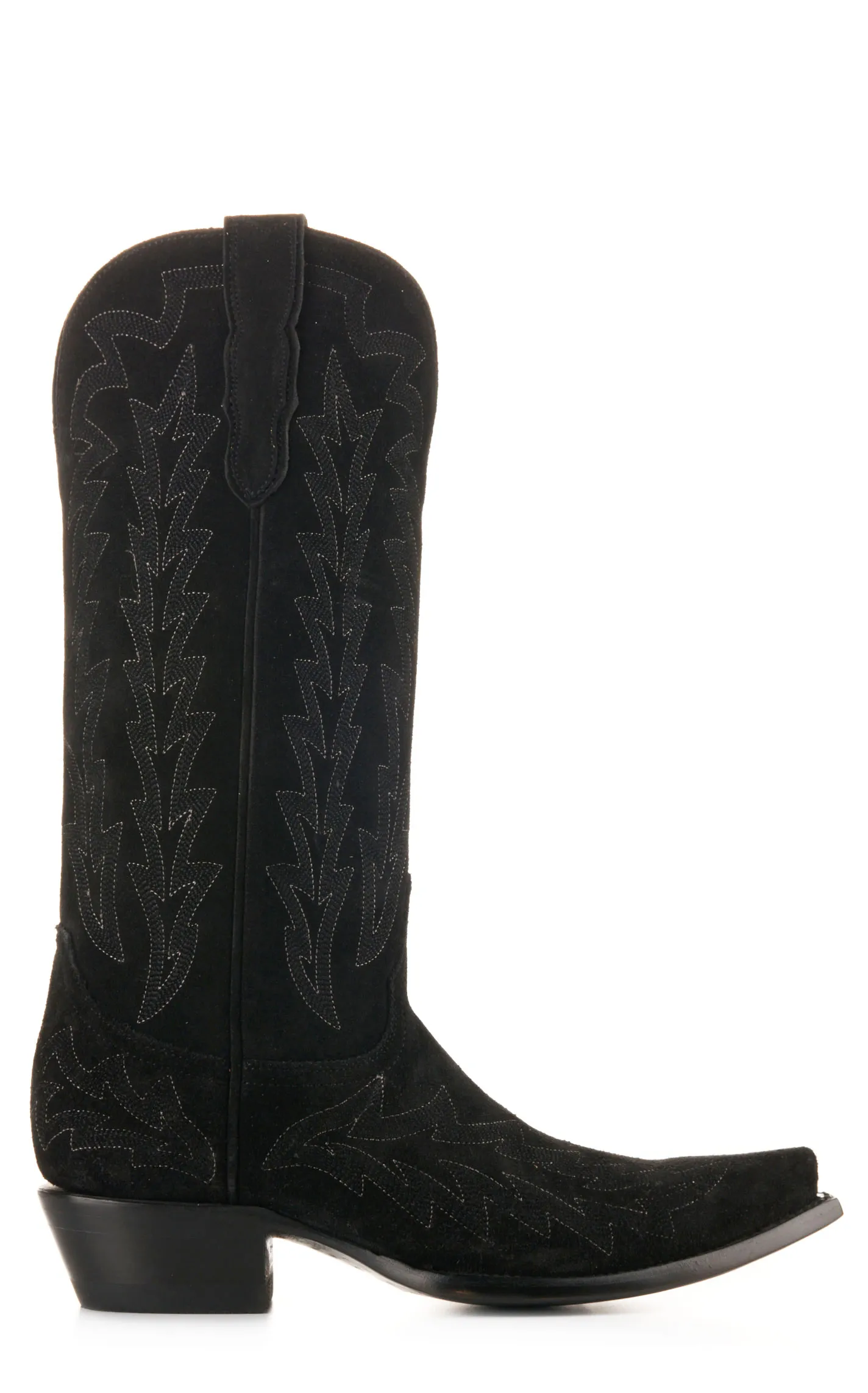 JRC & Sons Women's McClain Water-Resistant Suede Snip Toe Tall Cowboy Boot in Black