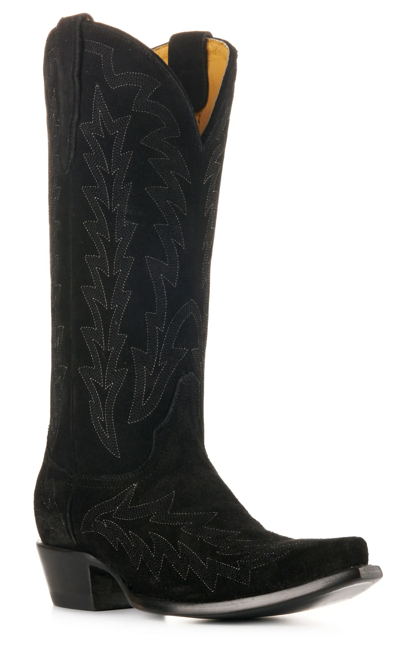 JRC & Sons Women's McClain Water-Resistant Suede Snip Toe Tall Cowboy Boot in Black