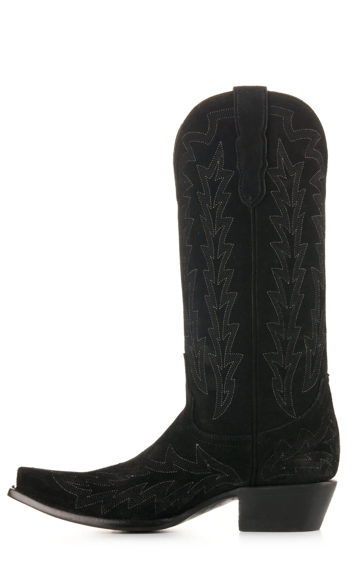 JRC & Sons Women's McClain Water-Resistant Suede Snip Toe Tall Cowboy Boot in Black