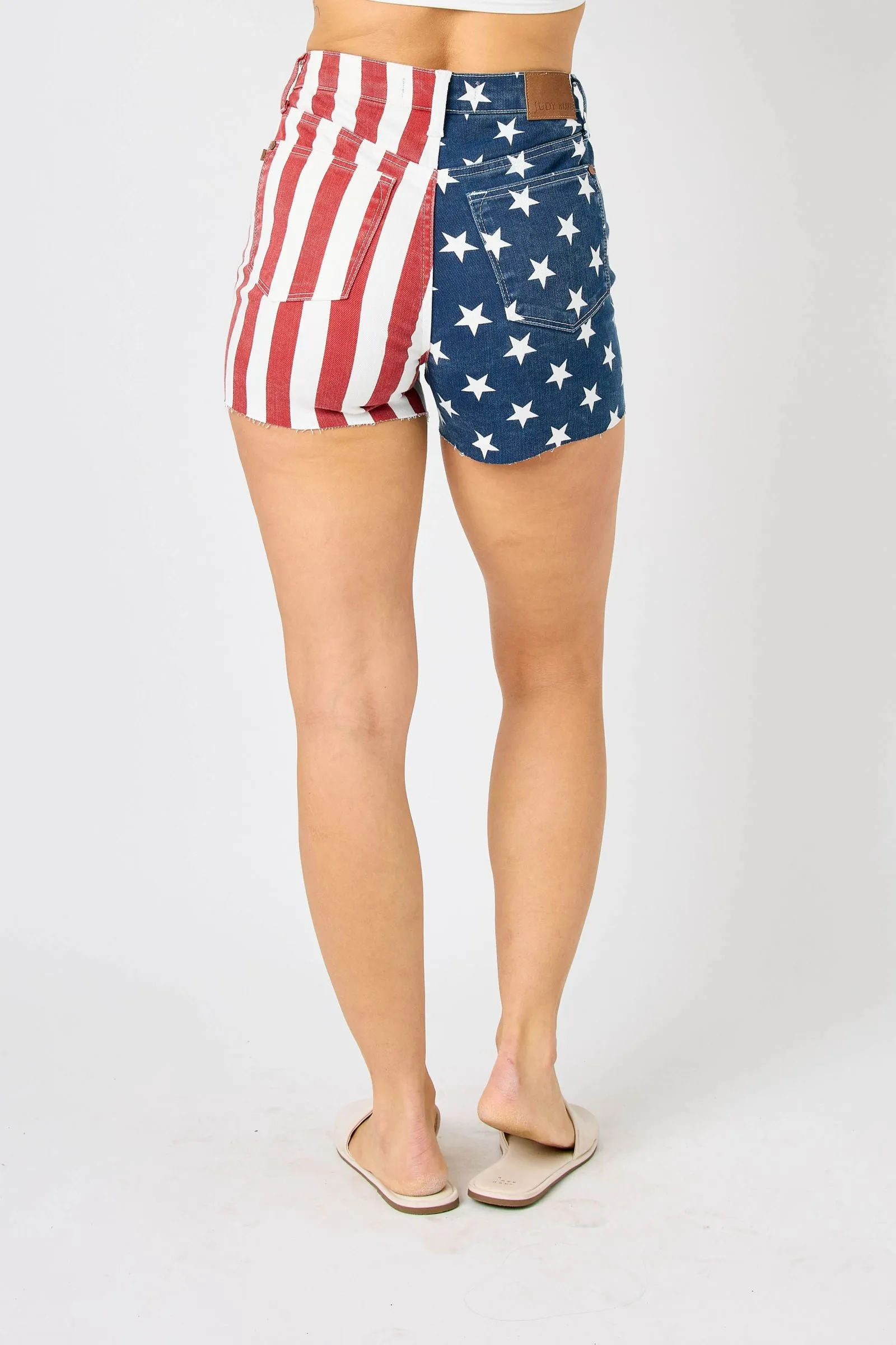 Judy Blue HIGH WAIST AMERICANA FLAG FRAY HEM SHORTS