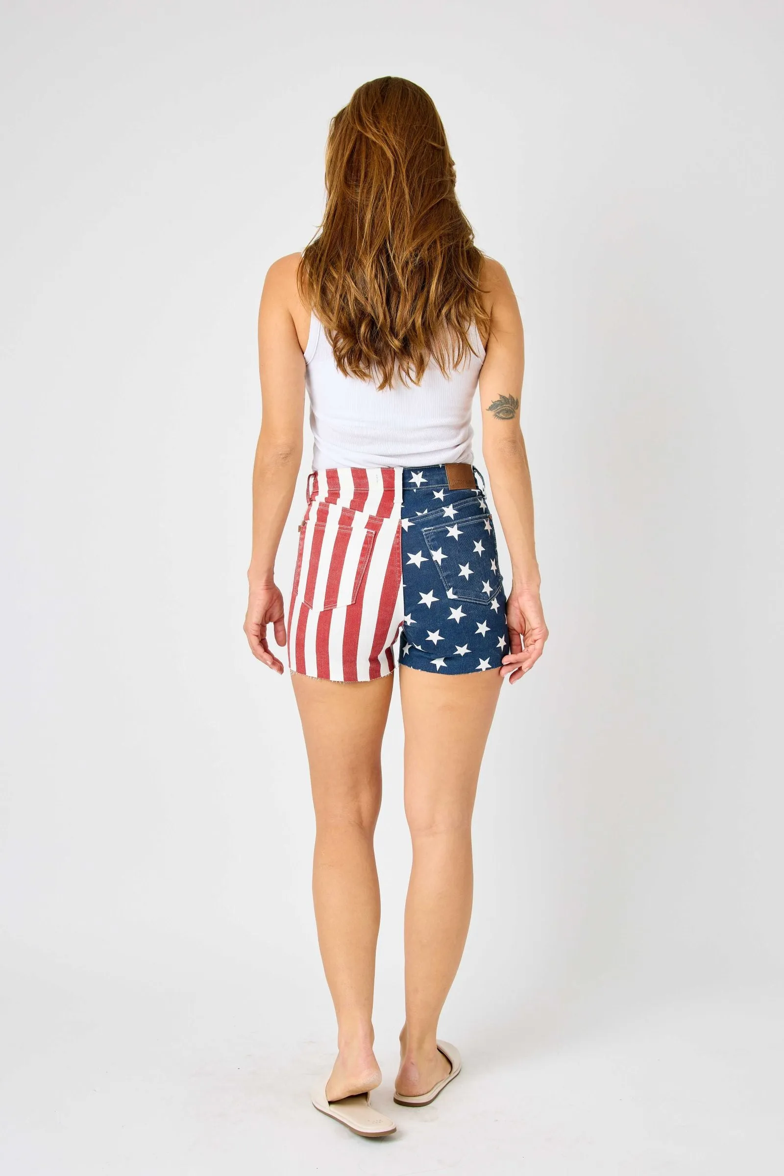 Judy Blue HIGH WAIST AMERICANA FLAG FRAY HEM SHORTS