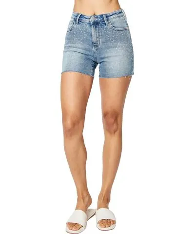 Judy Blue Rhinestone Embellishment Cut Off Shorts