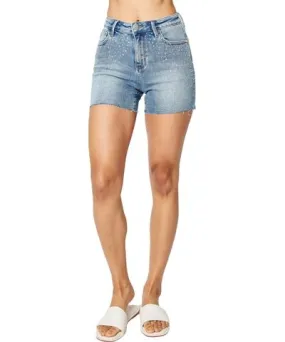 Judy Blue Rhinestone Embellishment Cut Off Shorts