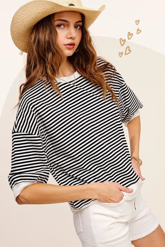 Juliann Stripe Short Sleeve Top