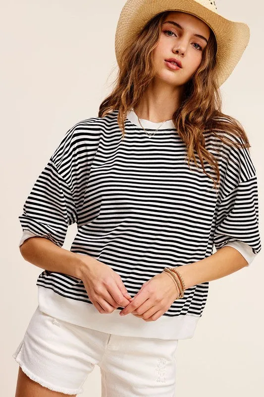 Juliann Stripe Short Sleeve Top