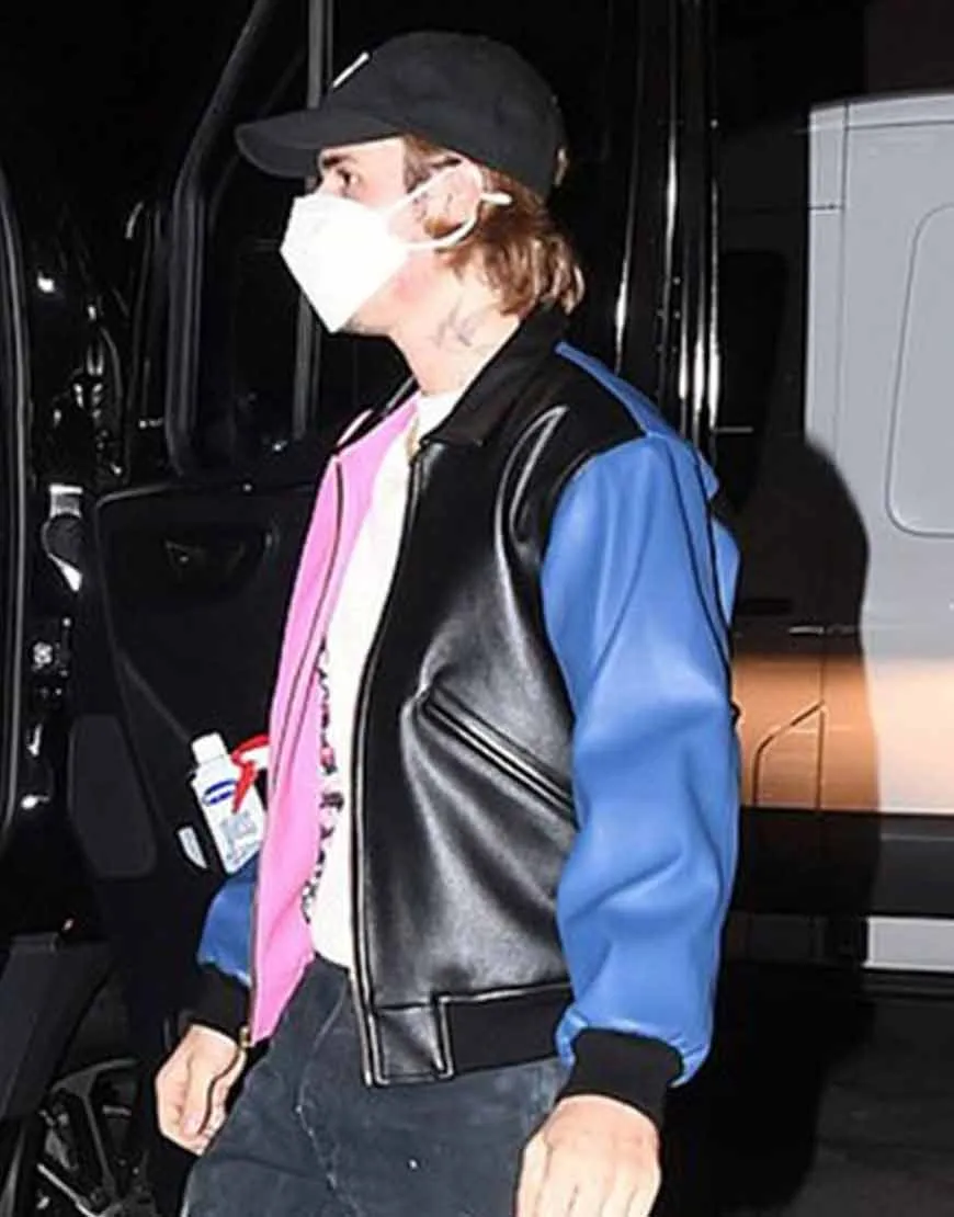 Justin Bieber Tricolor Leather Jacket | Men's Bomber Jacket |Ujackets.com