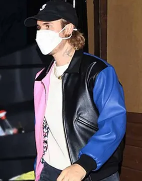 Justin Bieber Tricolor Leather Jacket | Men's Bomber Jacket |Ujackets.com