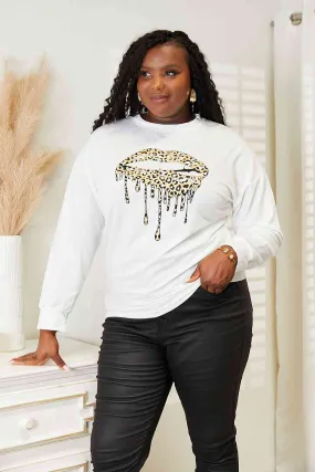 Leopard Kiss Dropped Shoulder Round Neck Sweatshirt