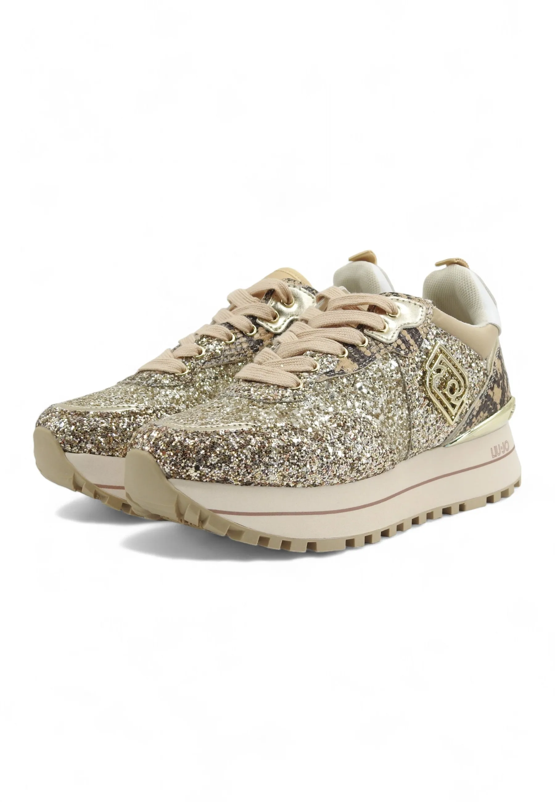 LIU JO Maxi Wender Glitter Sneaker Donna Sand BF4001TX007