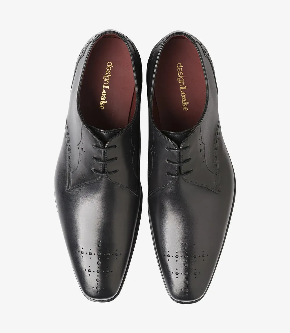 LOAKE Hannibal Derby Brogue shoe - Black Calf