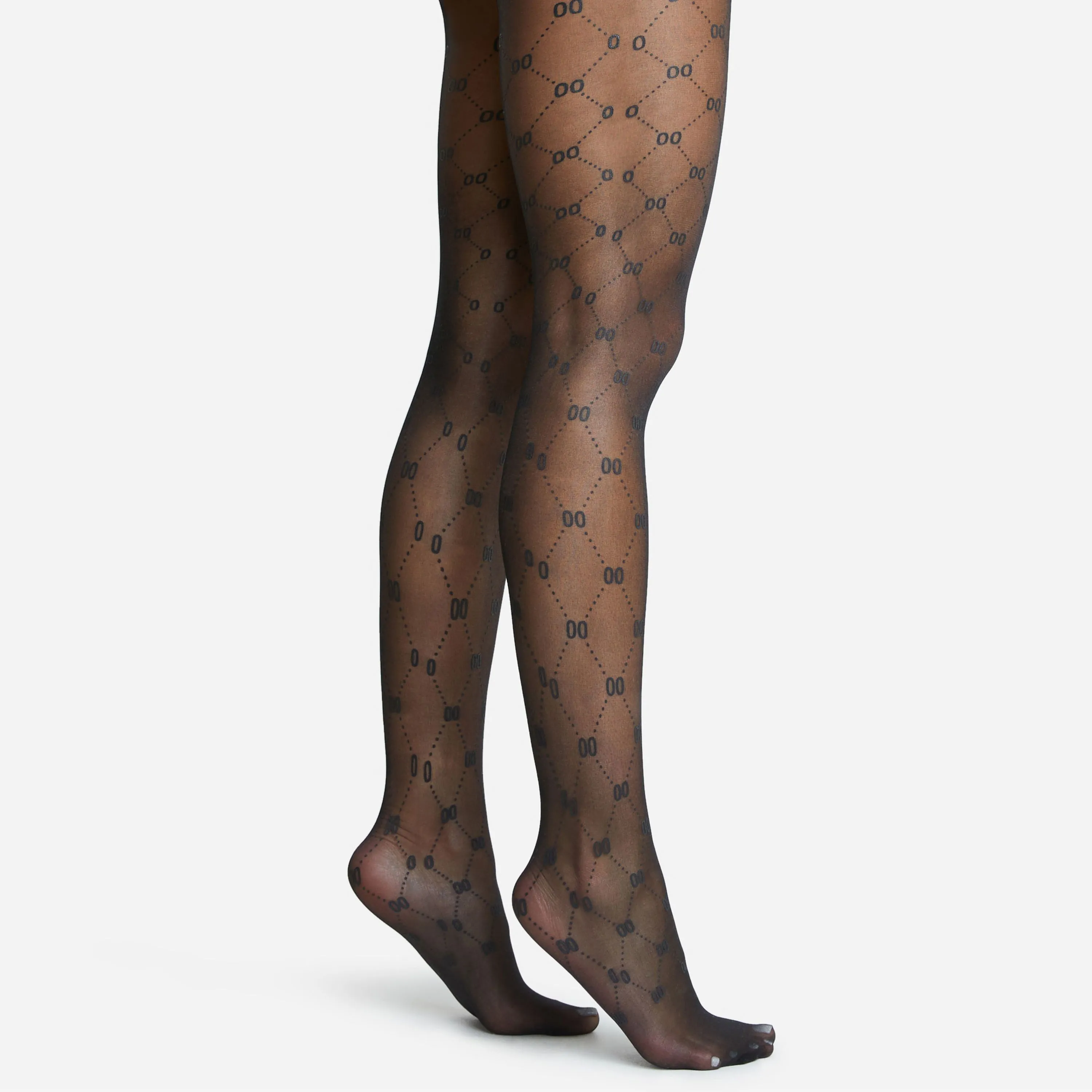 Logo Printed Detail Tights In Black