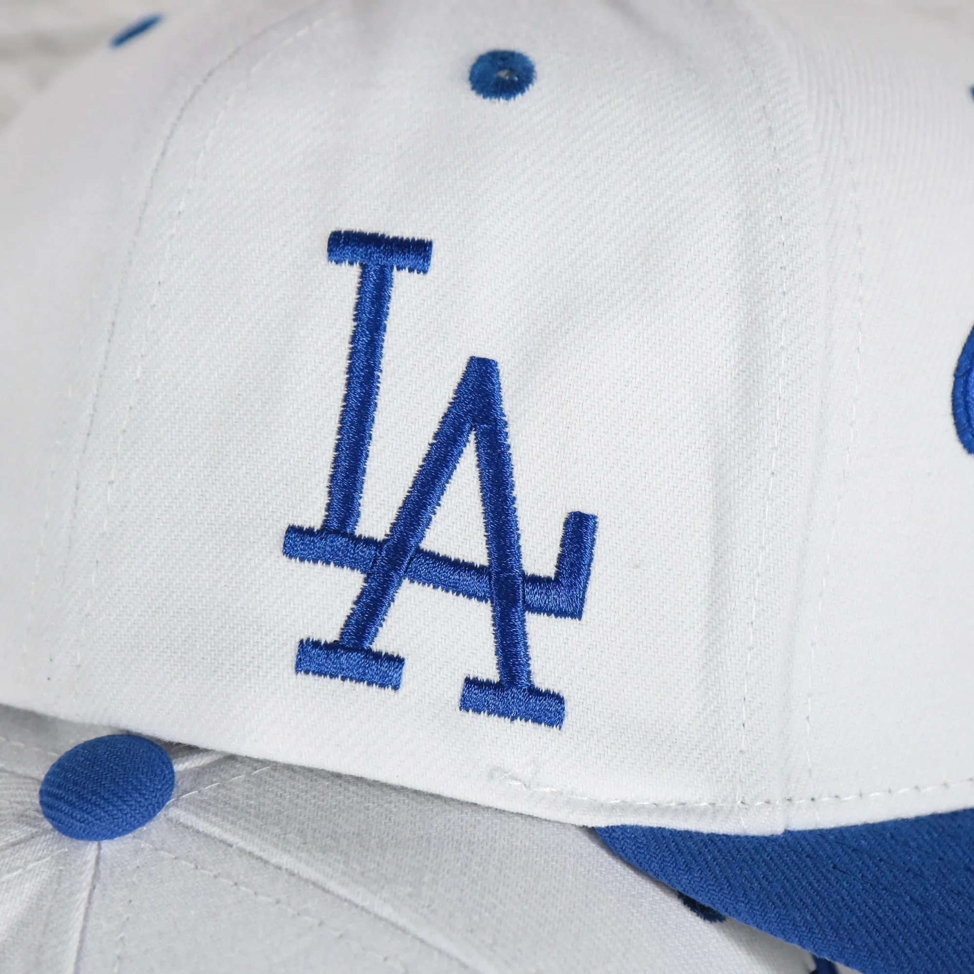 Los Angeles Dodgers Cooperstown Dodgers Jersey Script 1958 Dodgers logo side patch Evergreen Pro | White/Royal Snapback Hat