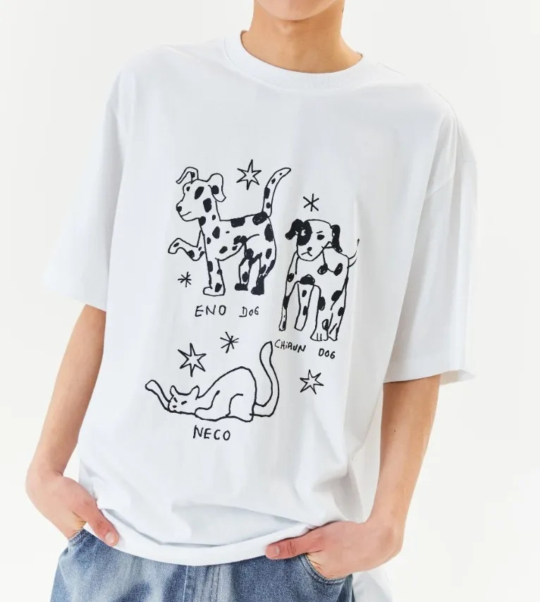 Mark Gonzales  |[MARK GONZALES]★ MG PUP & CAT COLLAGE T-SHIRT