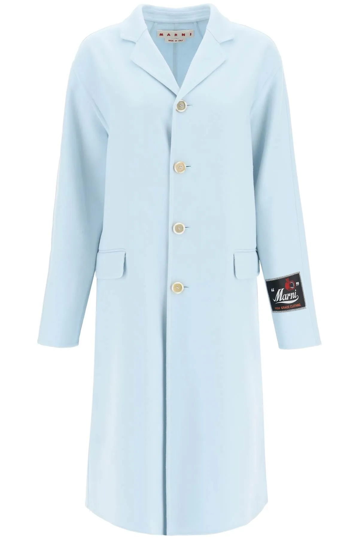 Marni Virgin Wool And Cashmere Coat   Light Blue