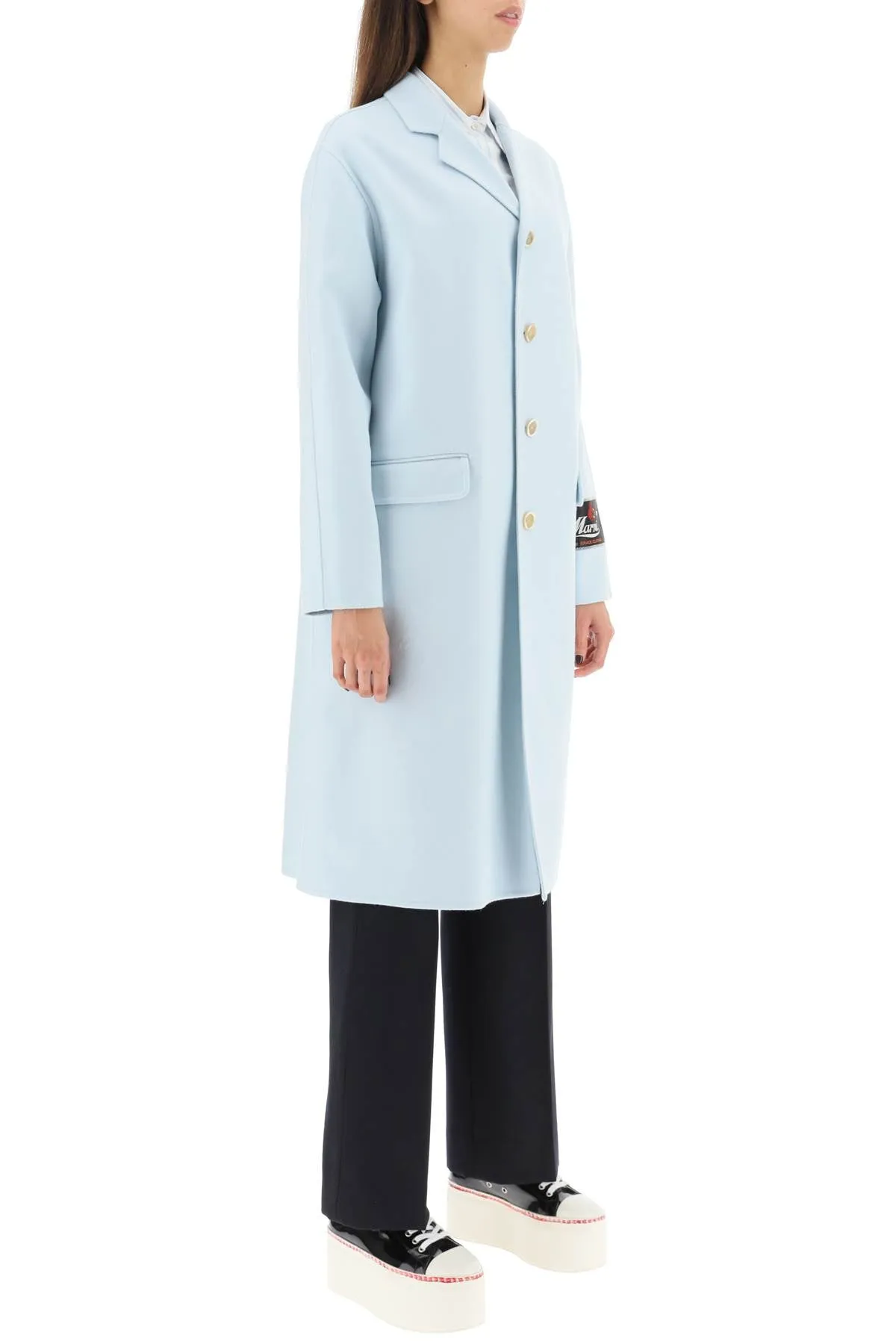 Marni Virgin Wool And Cashmere Coat   Light Blue