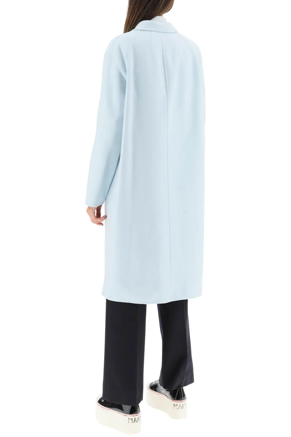 Marni Virgin Wool And Cashmere Coat   Light Blue