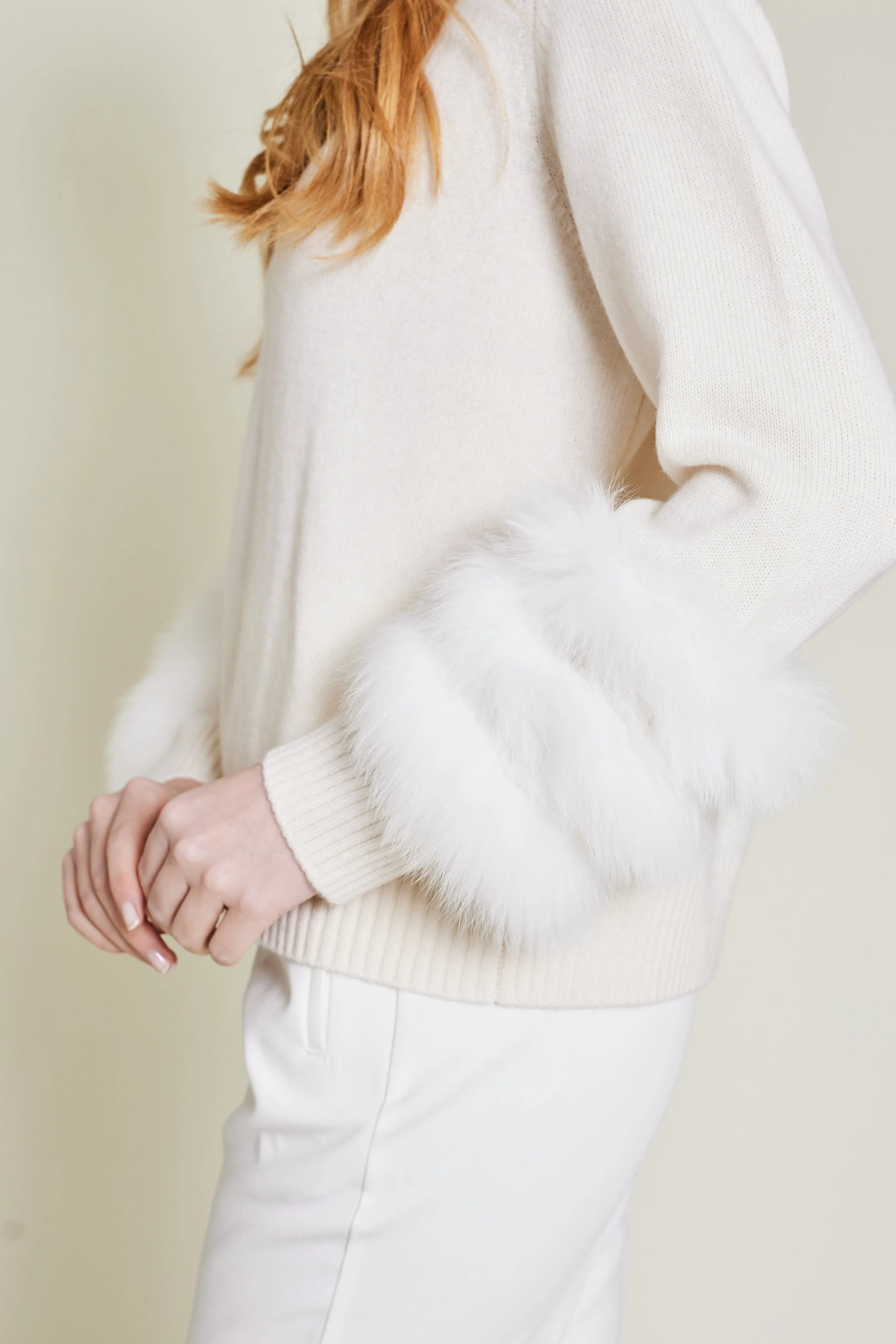 Matignon Cashmere Sweater With Fur - Ivory