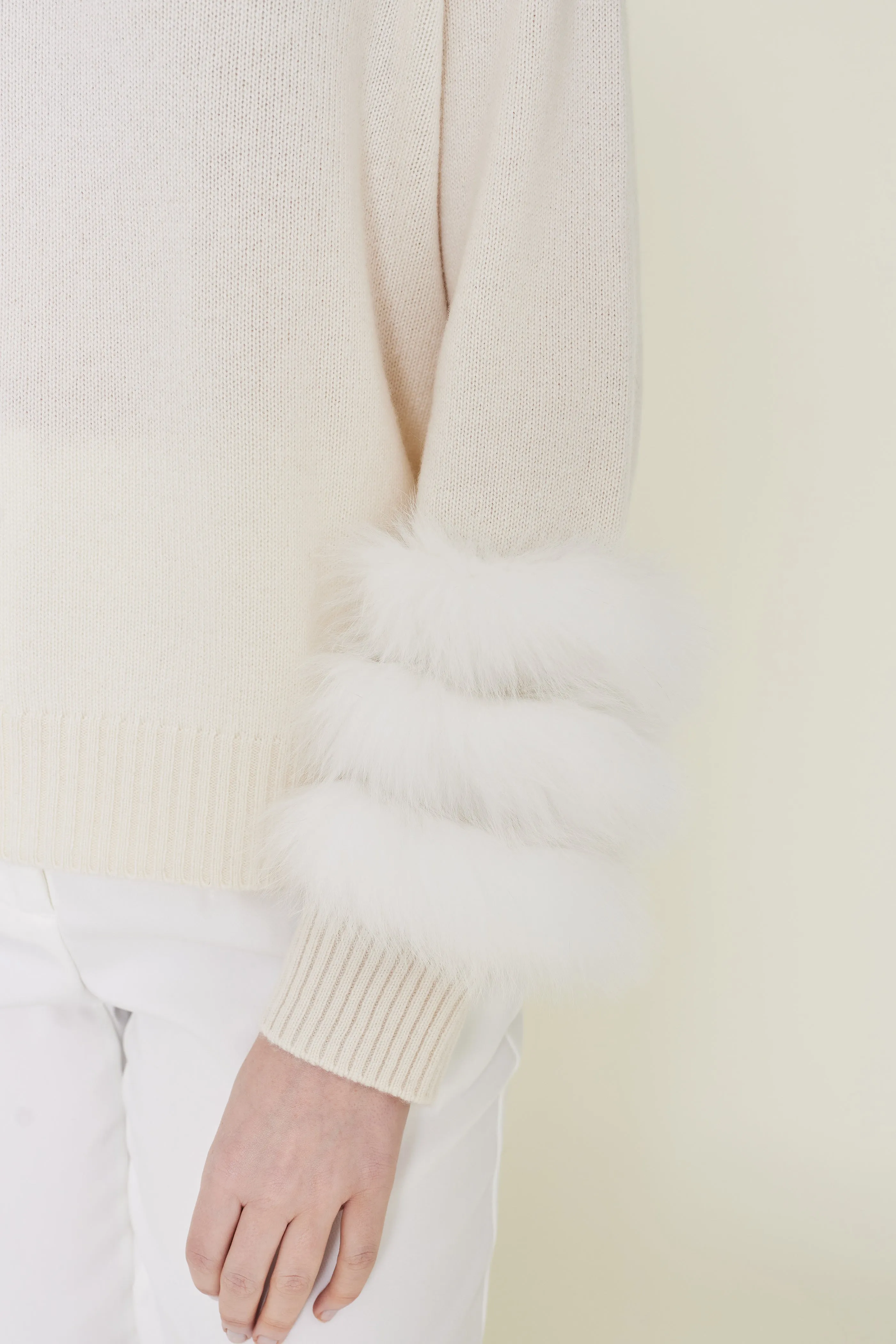 Matignon Cashmere Sweater With Fur - Ivory