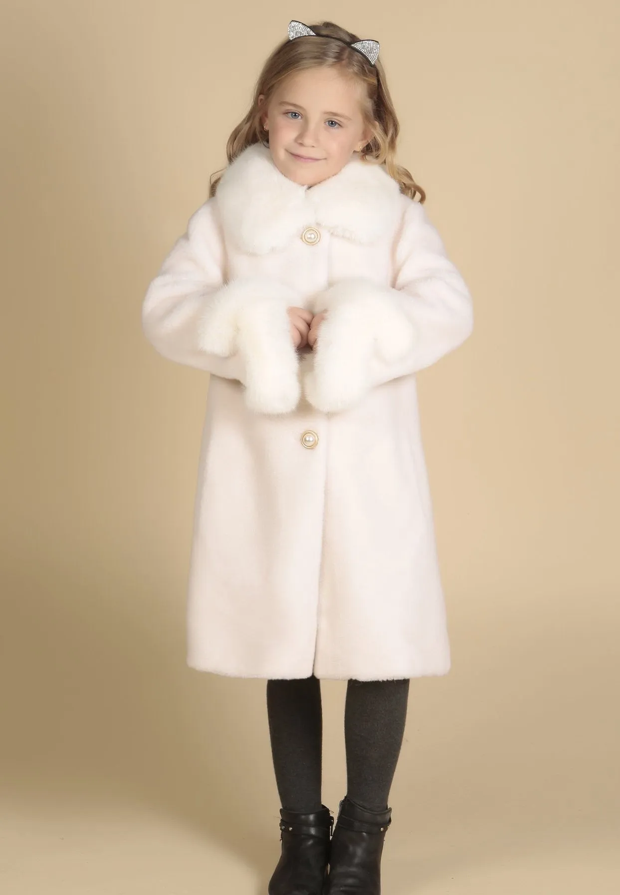 'Mini' 'Monroe' Wool Coat in Bianco