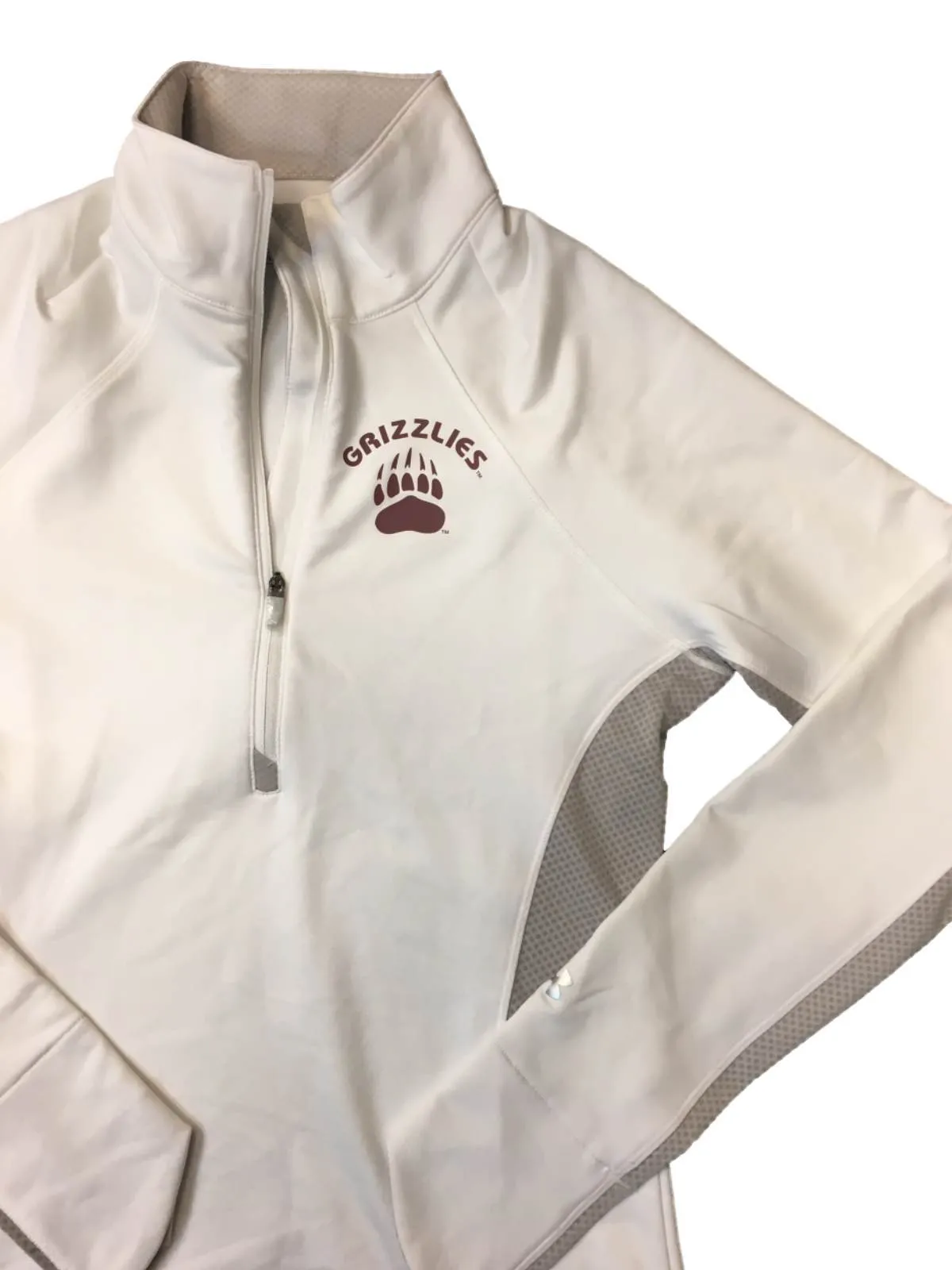 Montana Grizzlies Under Armour Coldgear WOMENS White 1/2 Zip Pullover Jacket (S)