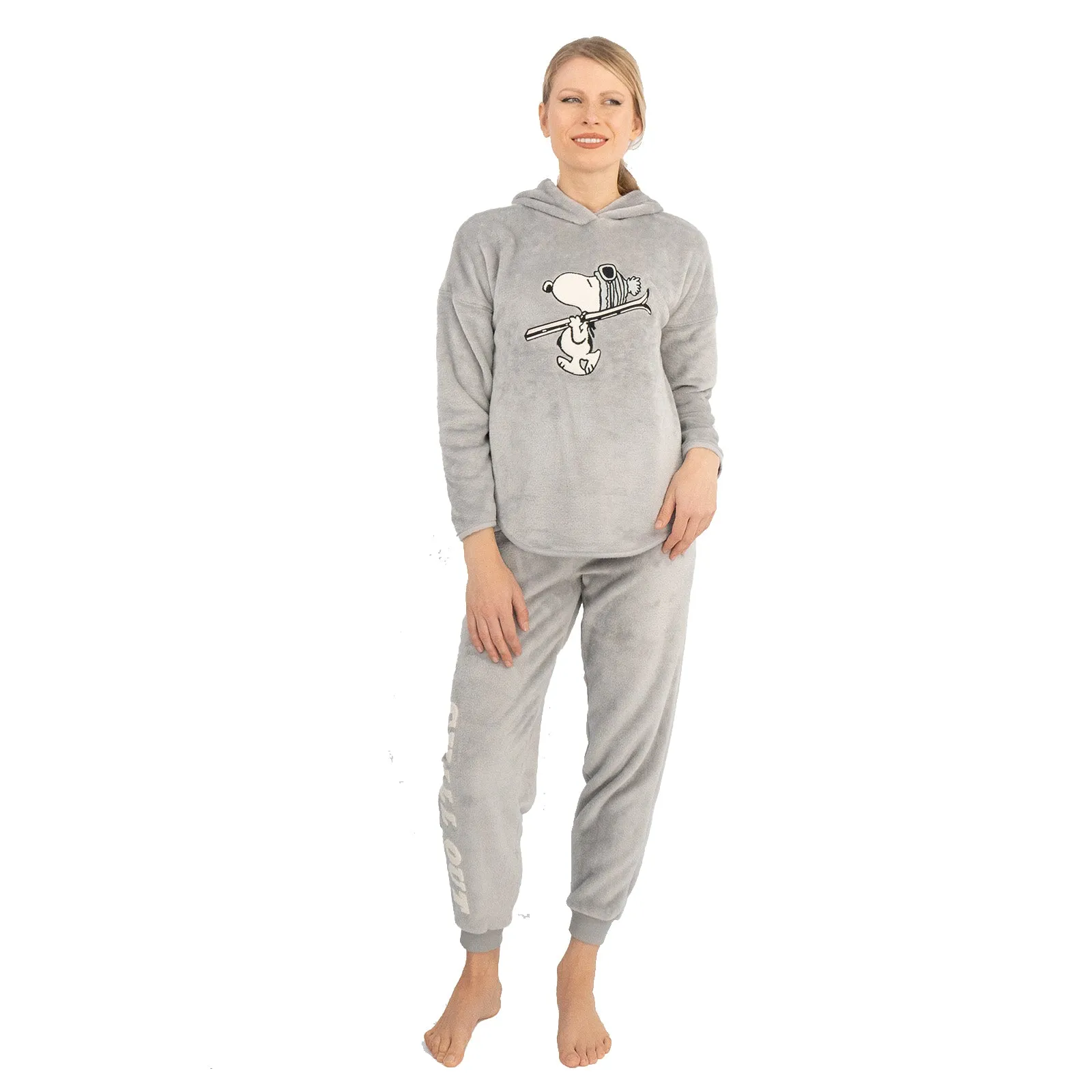 M&S Snoopy TM Soft Fleece Long Sleeve with Hoodies Lounge Pyjama Set