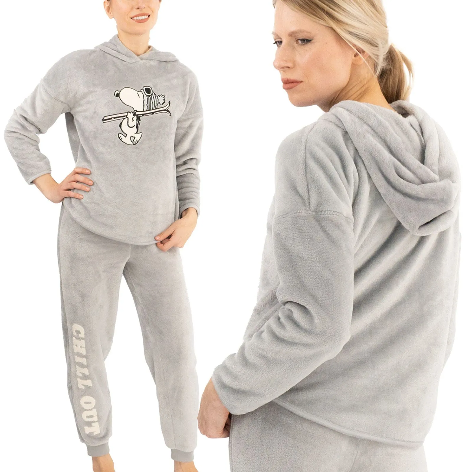 M&S Snoopy TM Soft Fleece Long Sleeve with Hoodies Lounge Pyjama Set