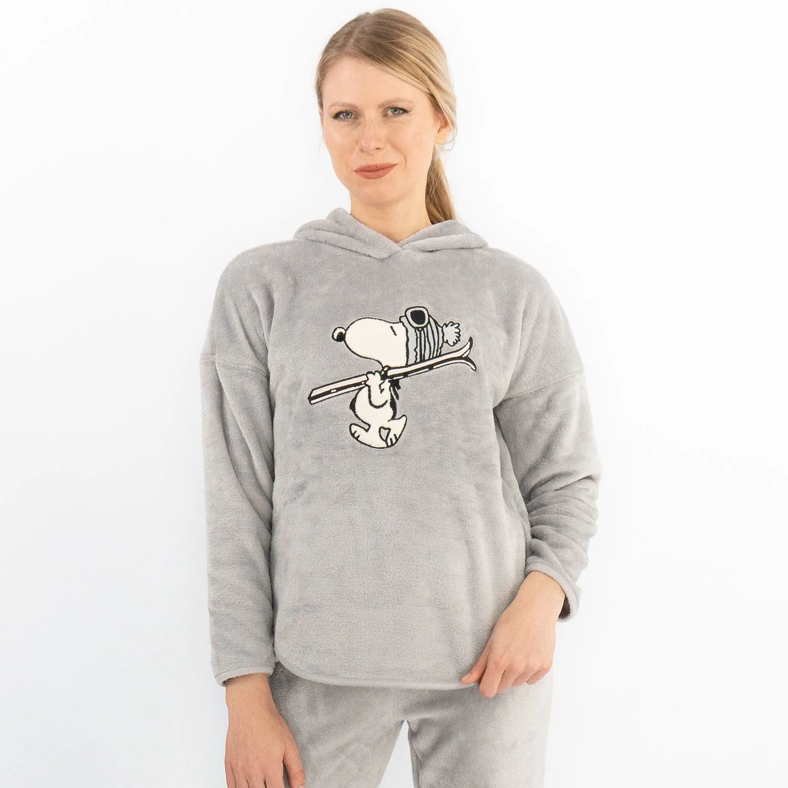 M&S Snoopy TM Soft Fleece Long Sleeve with Hoodies Lounge Pyjama Set