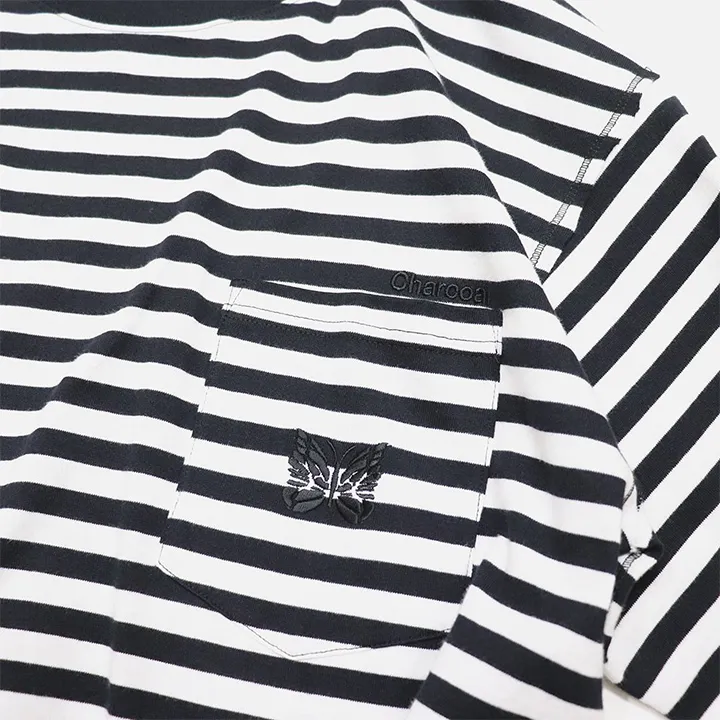 Needles  |Stripes Cotton Short Sleeves Logo T-Shirts