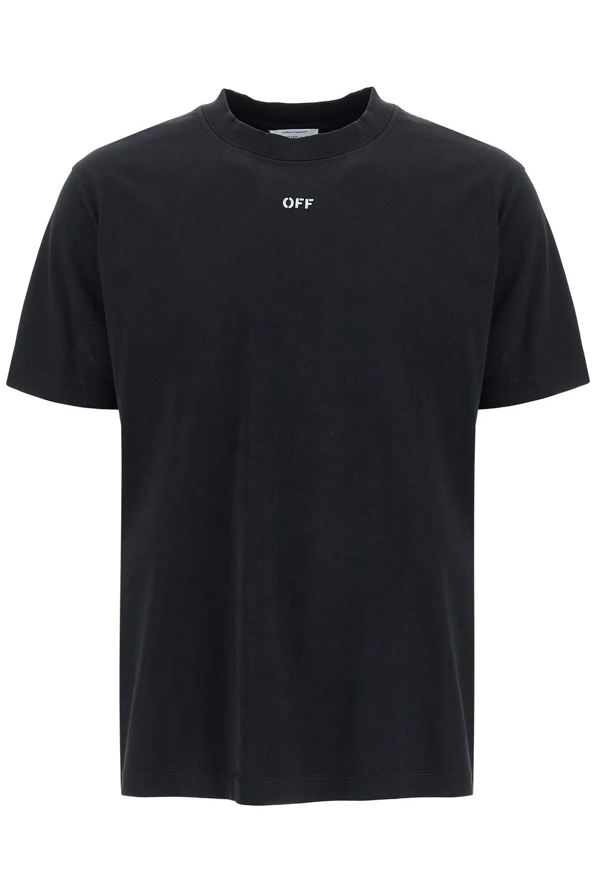 Off White round Neck T Shirt With Off   Black