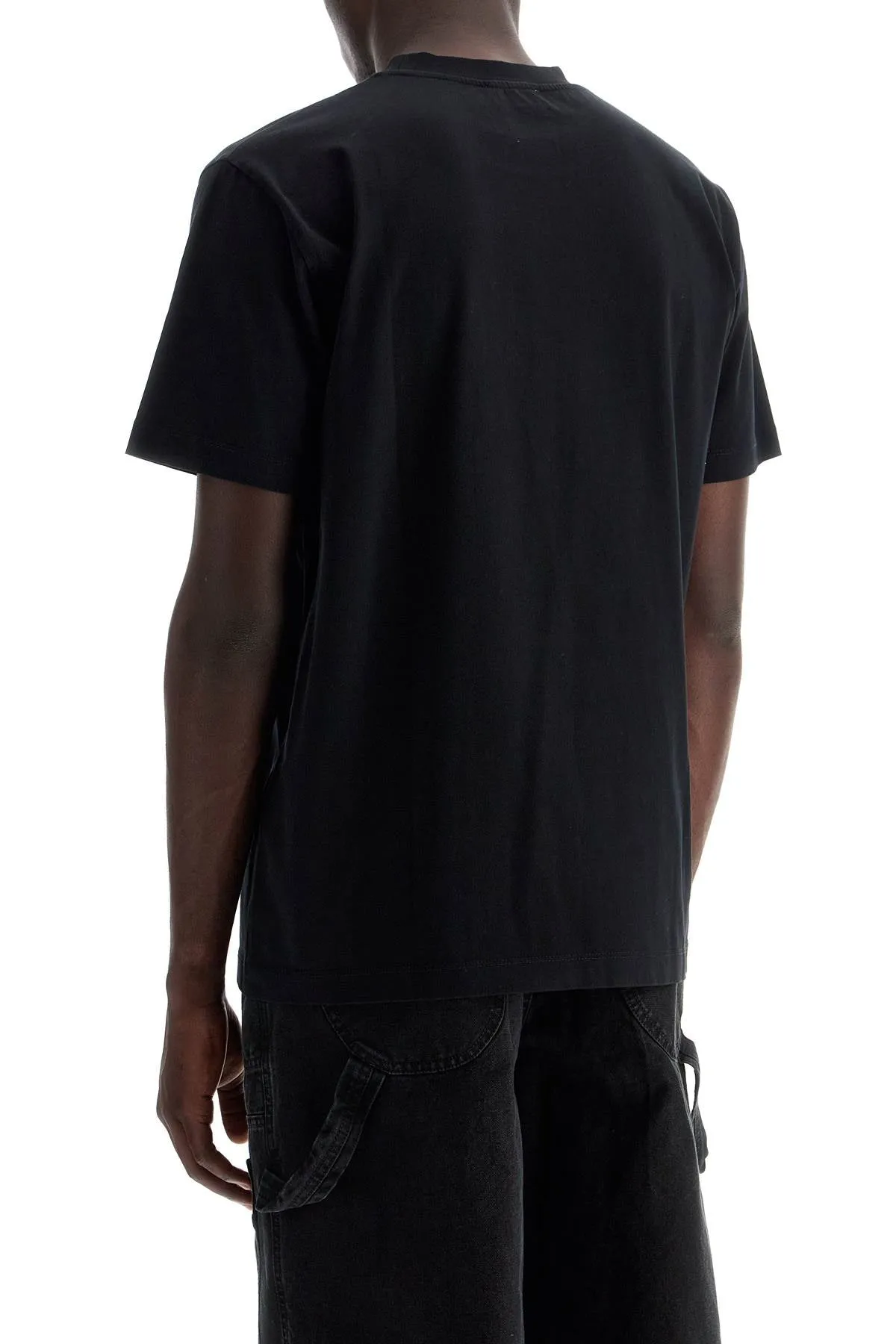 Off White round Neck T Shirt With Off   Black