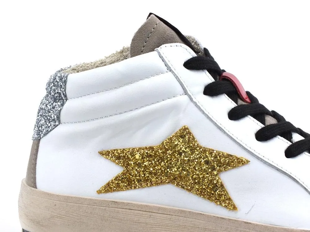 OKINAWA Mid Plus Limited Sneaker Mid Glitter Bianco Gold 1955