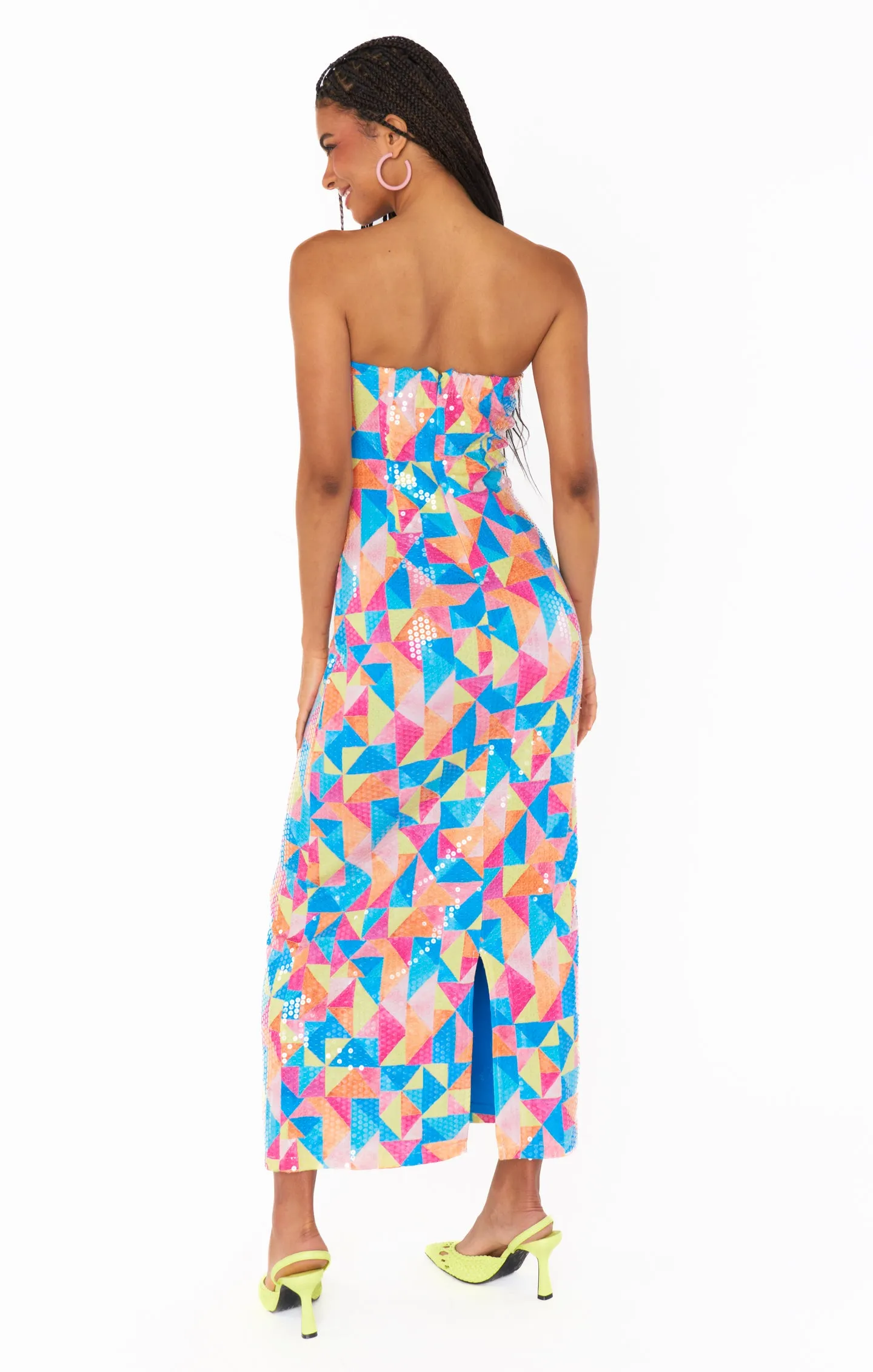 On My Way Maxi Dress ~ Triangle Geo Sequins