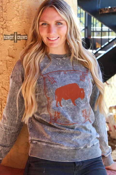 Online Exclusive | Blazing Buffalo Long Sleeve Sweater in Grey