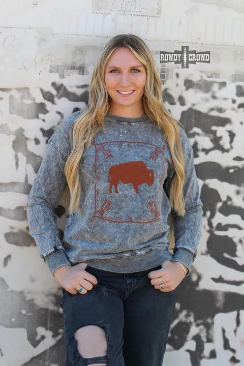 Online Exclusive | Blazing Buffalo Long Sleeve Sweater in Grey