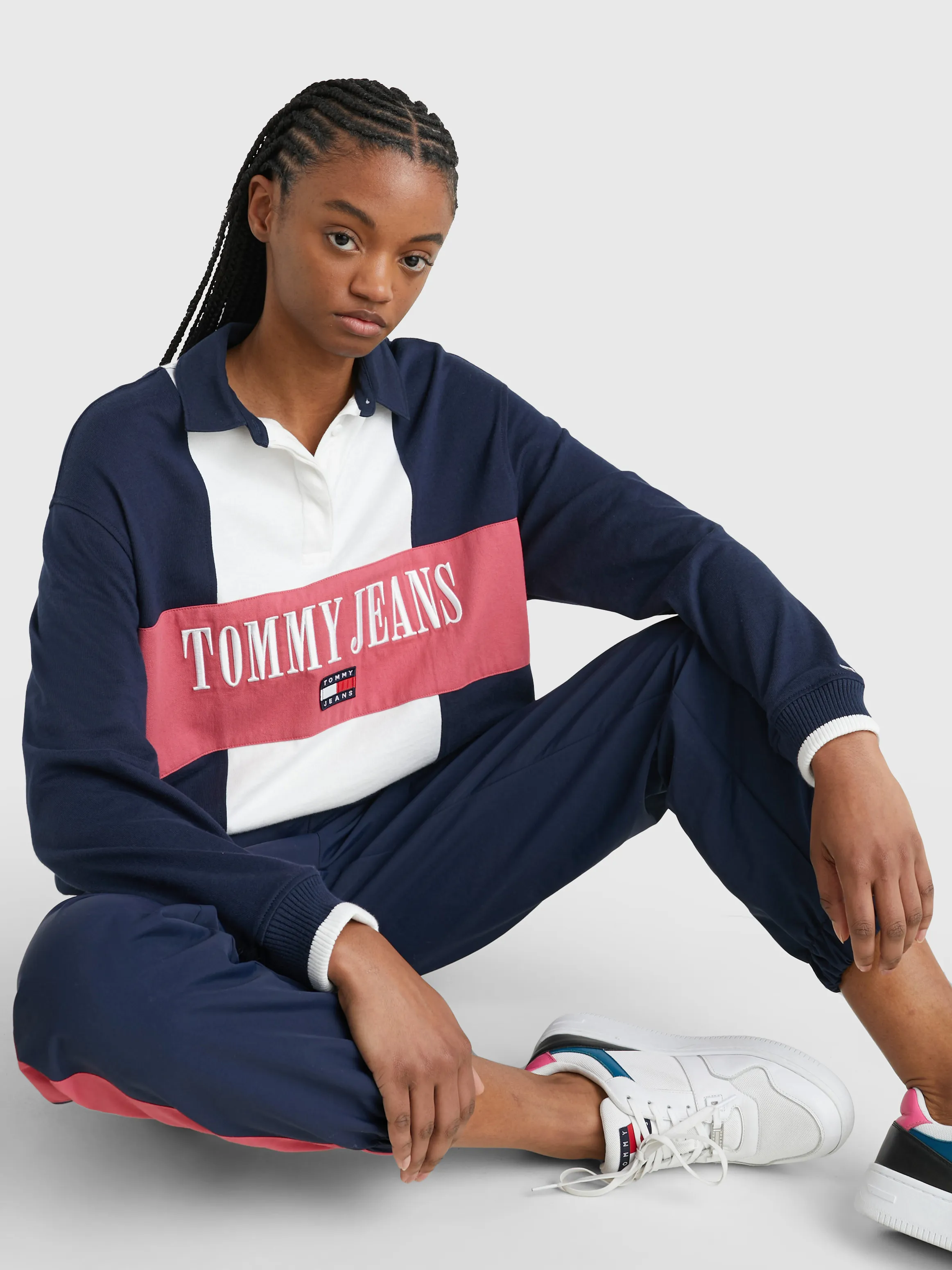 Oversized Colour-Blocked Long Sleeve Rugby Polo | Sweatshirts & Hoodies | Tommy Jeans