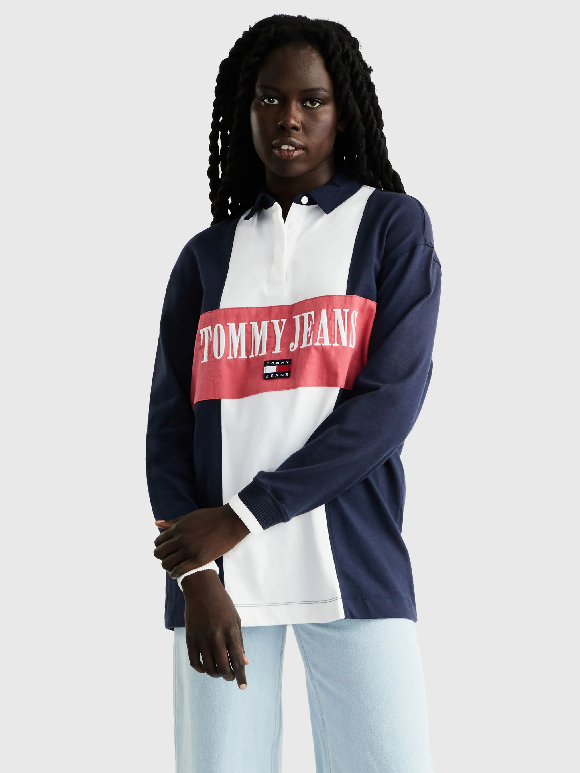 Oversized Colour-Blocked Long Sleeve Rugby Polo | Sweatshirts & Hoodies | Tommy Jeans