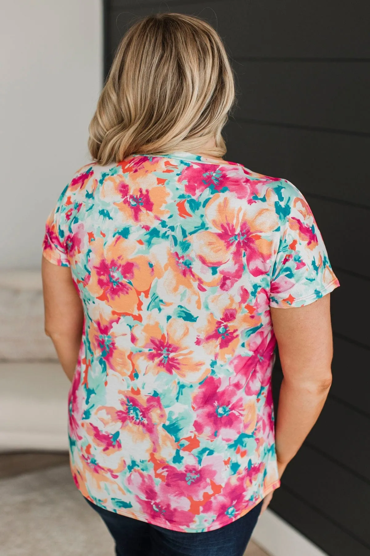 Ray Of Hope Short Sleeve Floral Top- Multi-Color