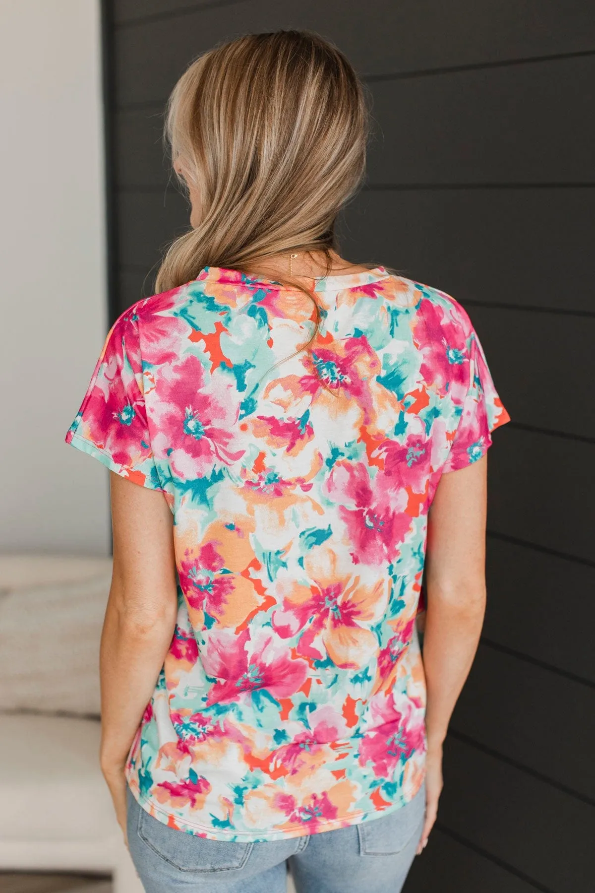 Ray Of Hope Short Sleeve Floral Top- Multi-Color