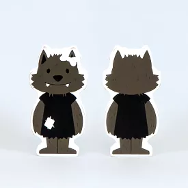 Reversible Wood Cutout (Girl Werewolf) White/Brown/Black