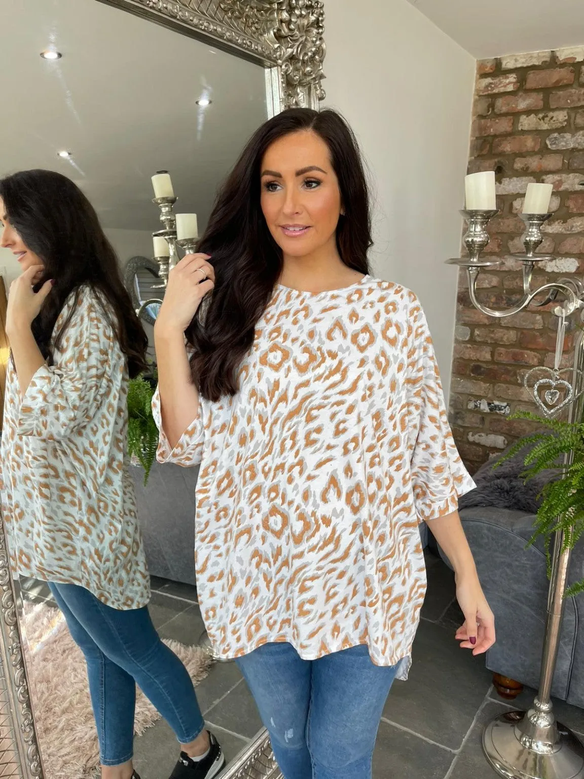 Round Neck Animal Print Top Tess