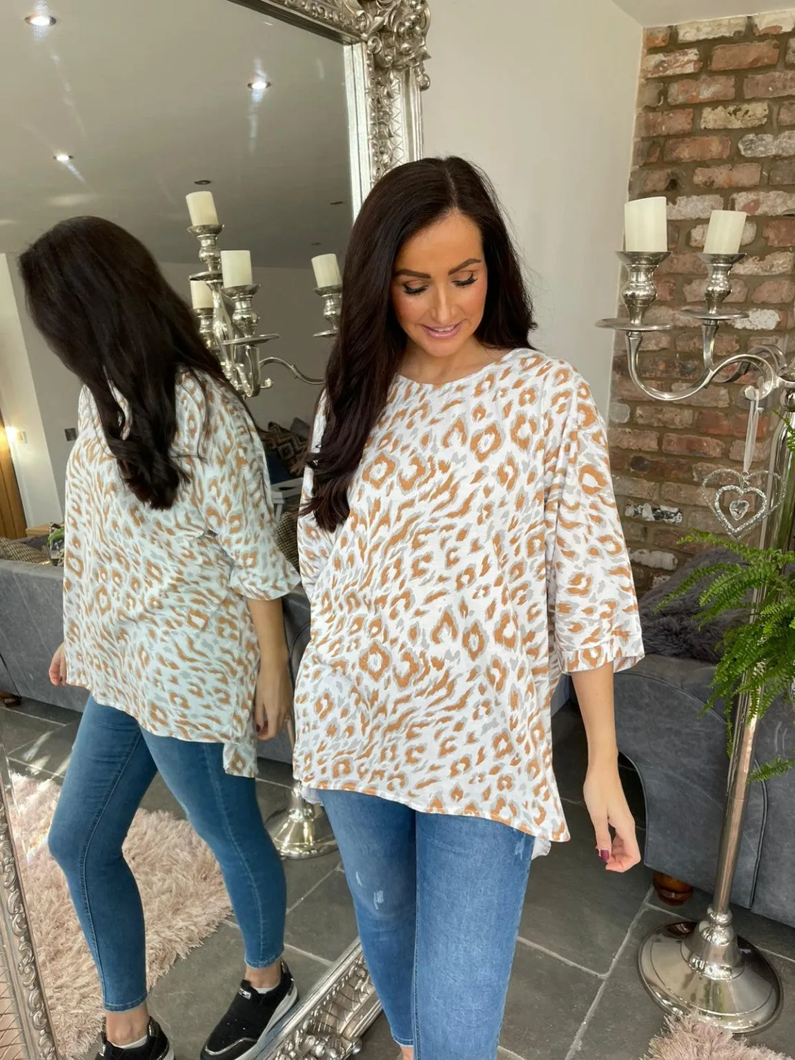 Round Neck Animal Print Top Tess