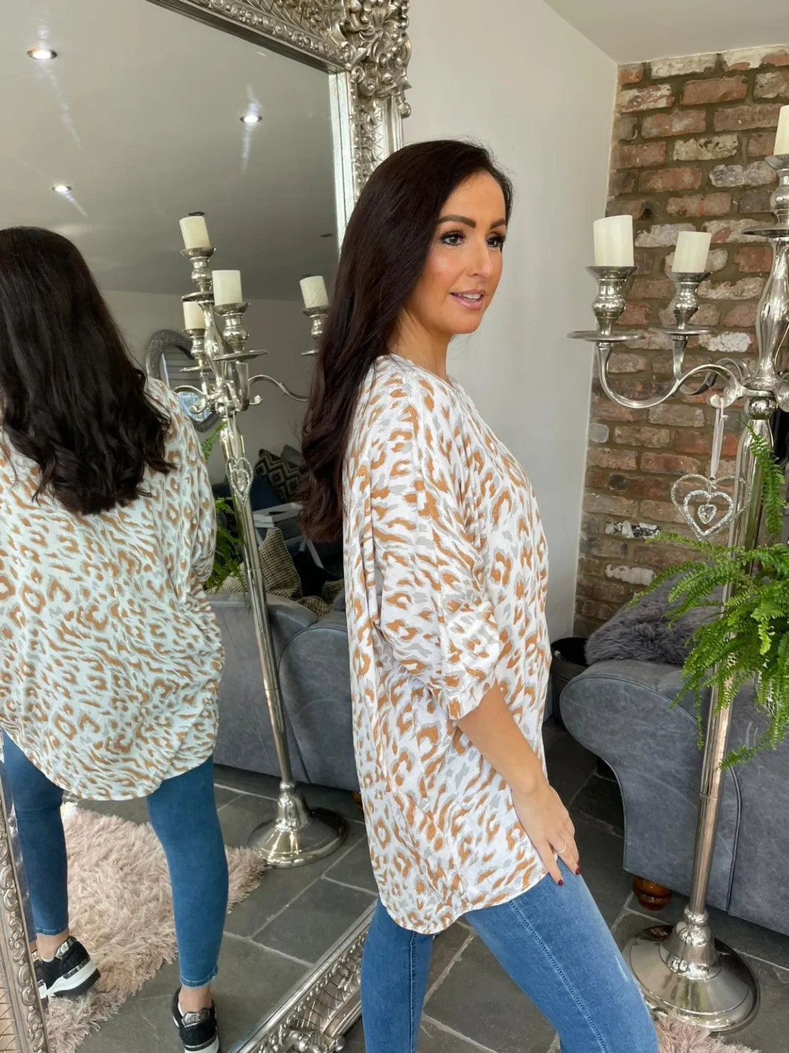 Round Neck Animal Print Top Tess