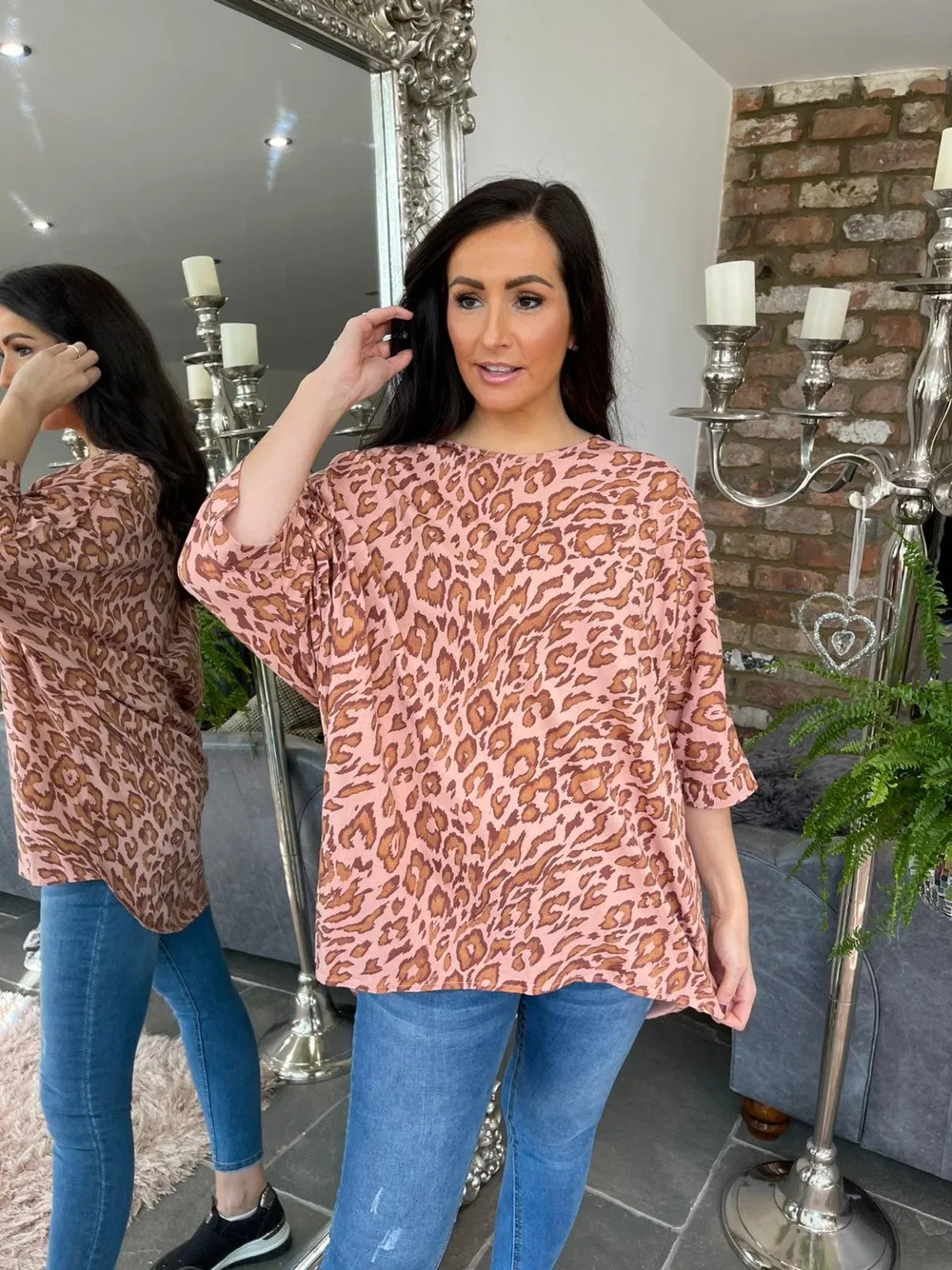 Round Neck Animal Print Top Tess