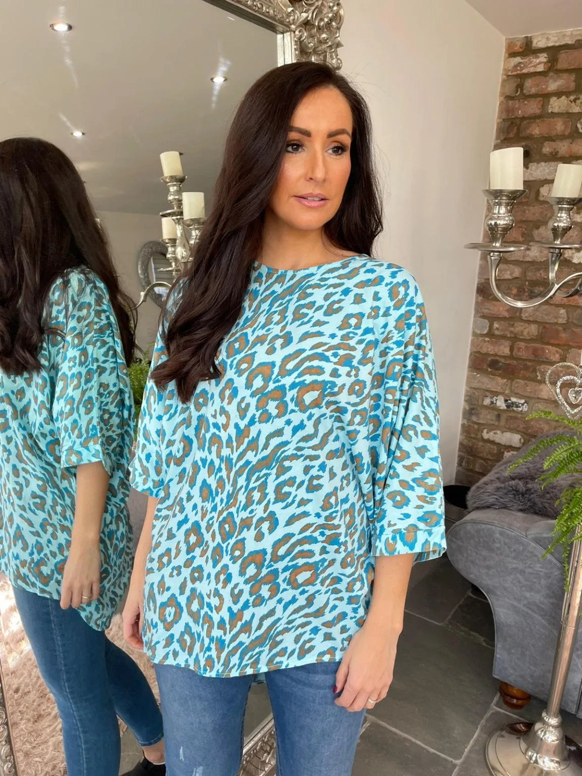 Round Neck Animal Print Top Tess