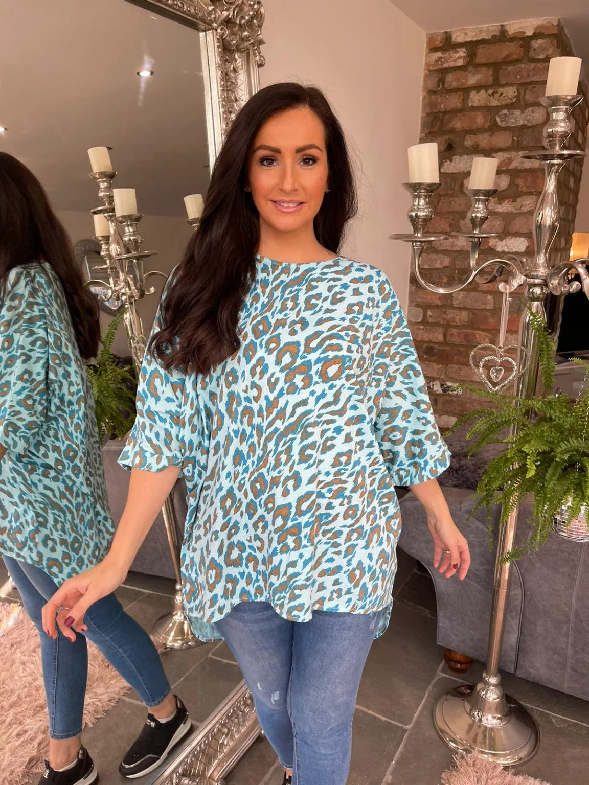 Round Neck Animal Print Top Tess