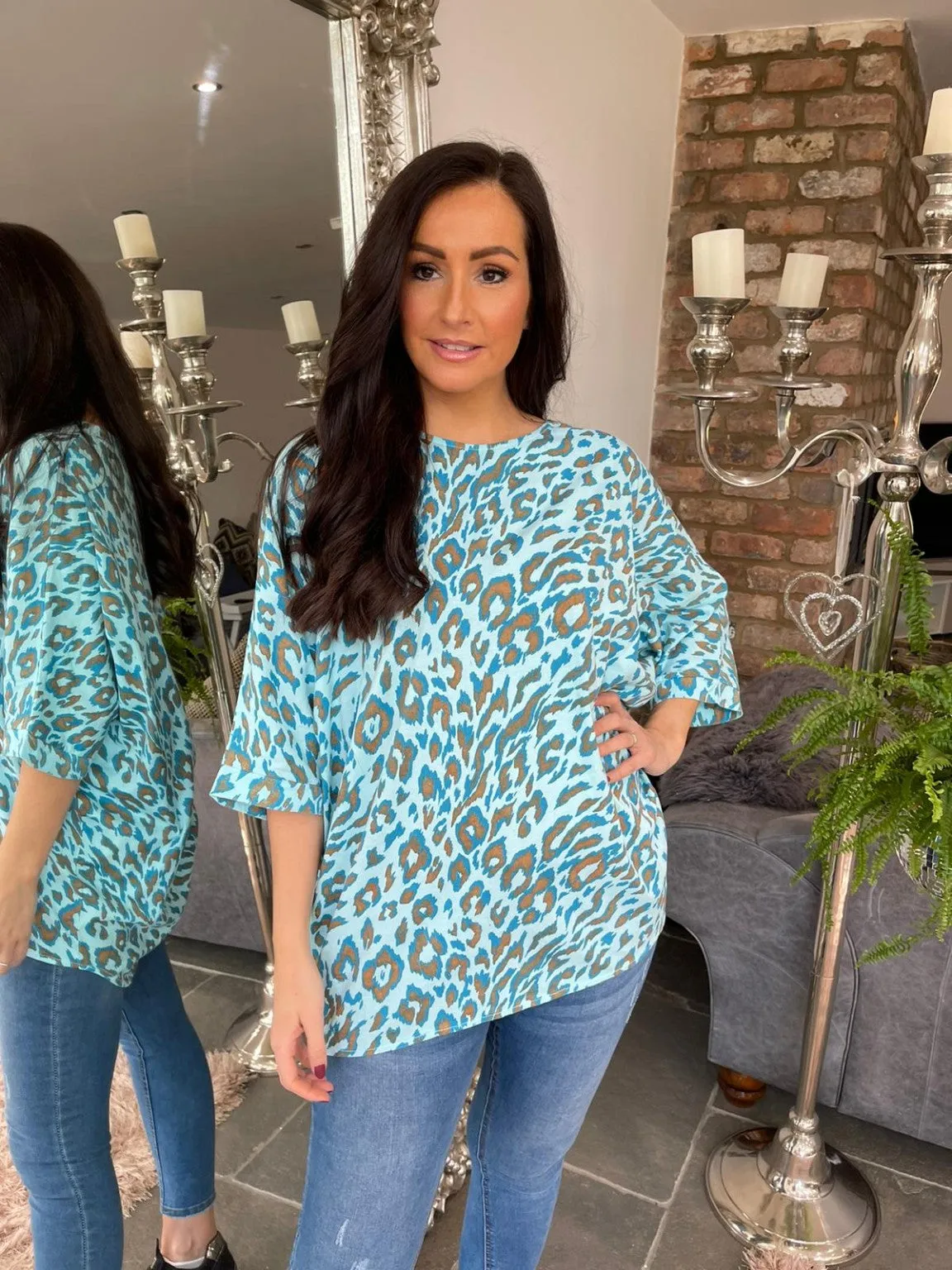 Round Neck Animal Print Top Tess