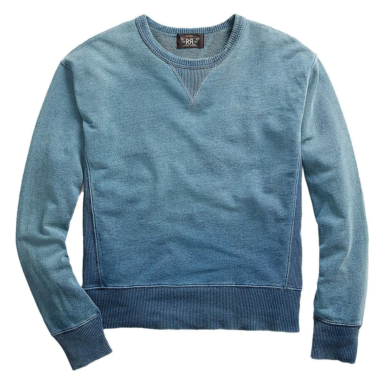 RRL by Ralph Lauren L/S Double V Sweater Washed Blue Indigo