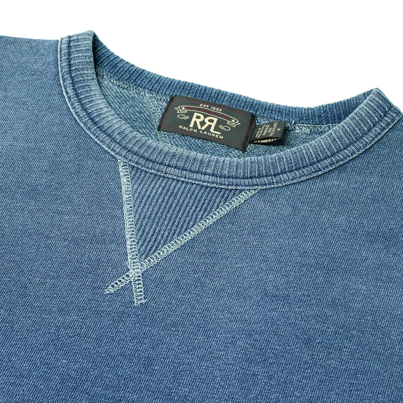 RRL by Ralph Lauren L/S Double V Sweater Washed Blue Indigo